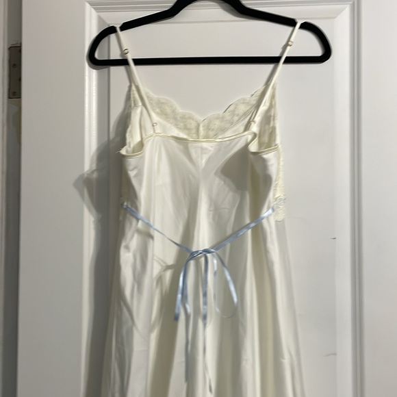 Flora Satin Nightgown Slip Dress Lace Mesh Bridal Feminine Casual Midi Romantic - Picture 8 of 15